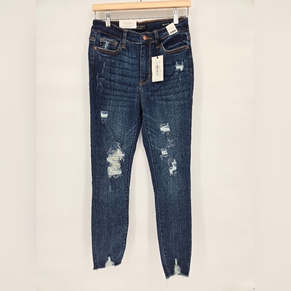 Judy Blue High Waist Skinny Fit Distressed Blue Jeans New Size 28 - Picture 1 of 12
